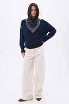 Small Dotty Bandana - Navy Blue - Women