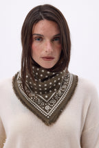 Bandana Piccola Dotty - Kaki Melange - Donna - 100% Cashmere