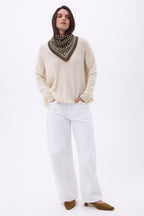 Bandana Piccola Dotty - Kaki Melange - Donna - 100% Cashmere