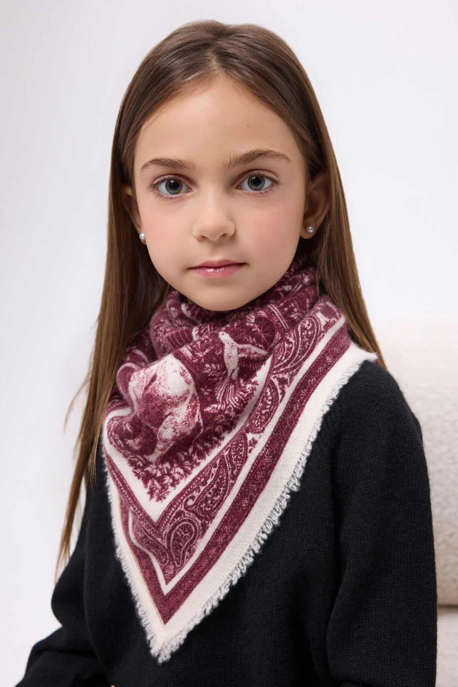 Piccola Bandana Grande Serre - Bordeaux - Bambino - 100% Cashmere
