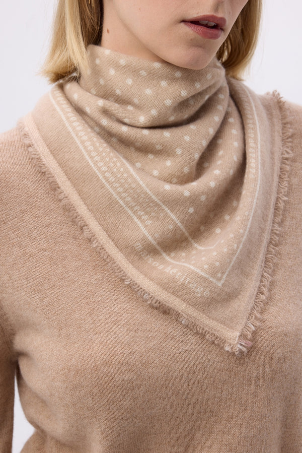 Petit Bandana Heritage Pois - Beige Creme Blanc - Femme