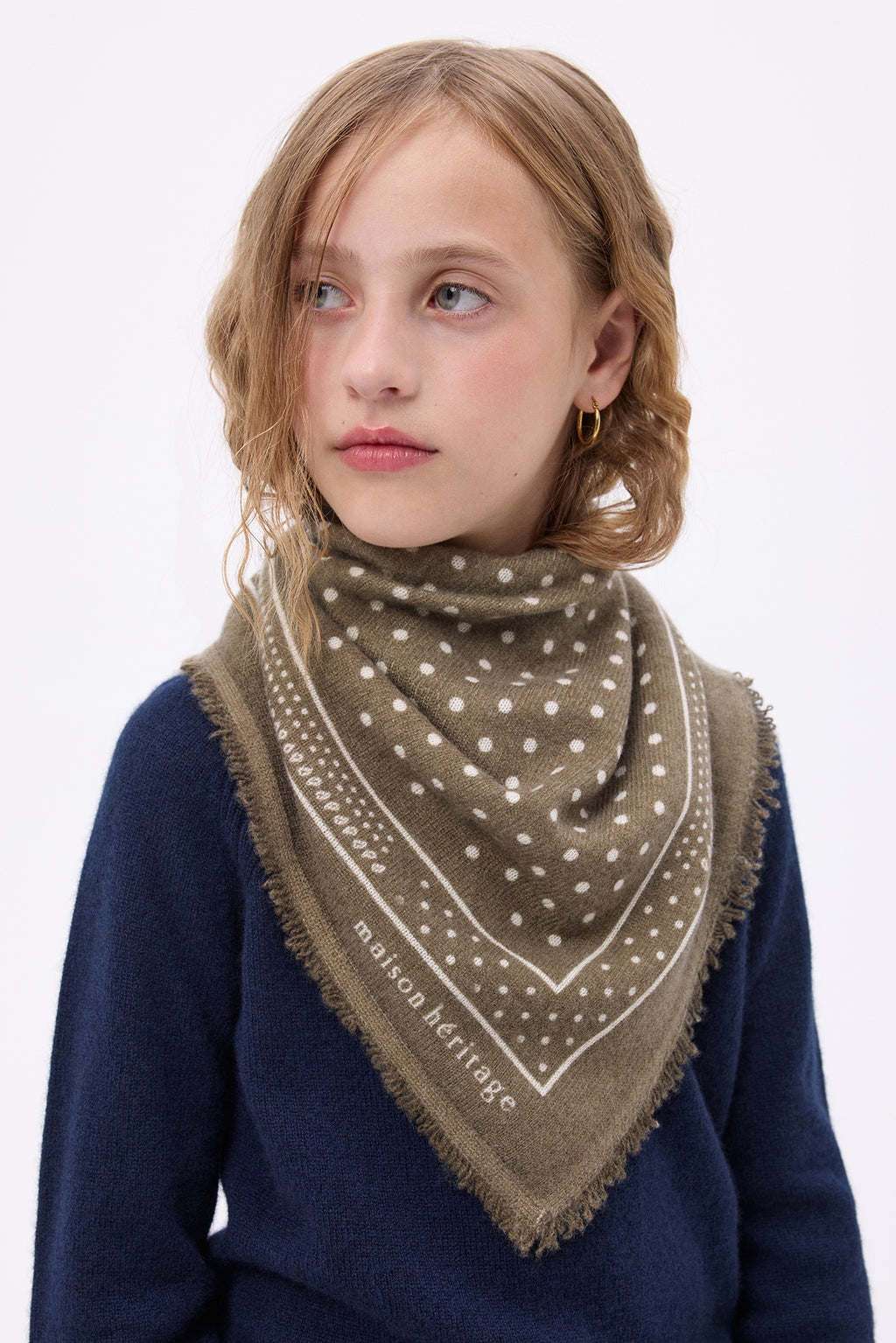Bandana pequeño Heritage de lunares Bandana Small Heritage de lunares - Verde caqui blanco - Niño