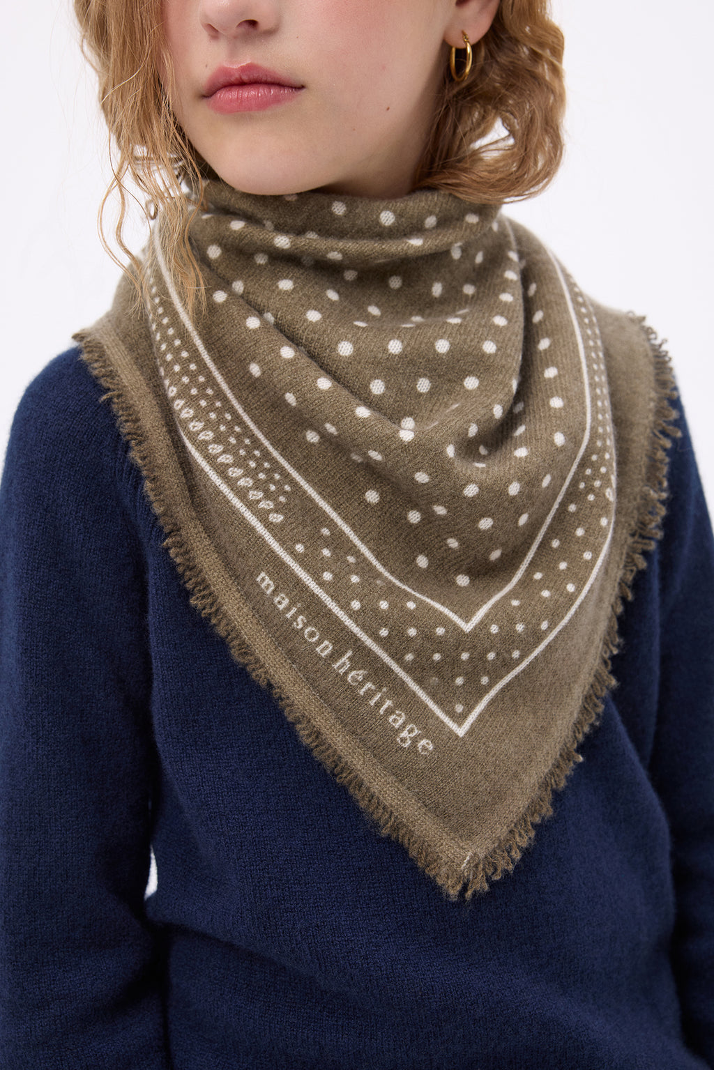 Bandana pequeño Heritage de lunares Bandana Small Heritage de lunares - Verde caqui blanco - Niño