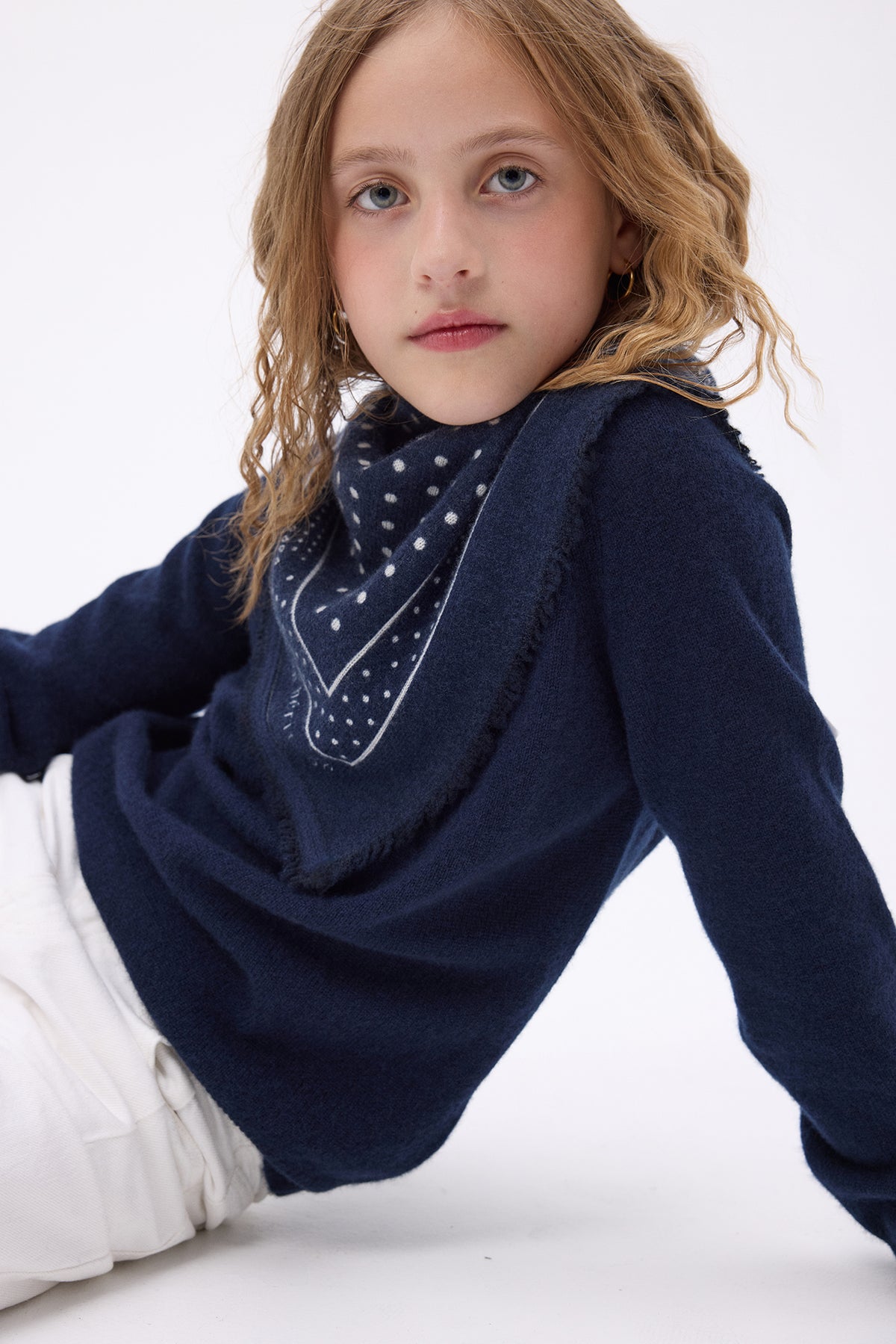 Petit Bandana Heritage Pois - Bleu Marine Blanc - Enfant