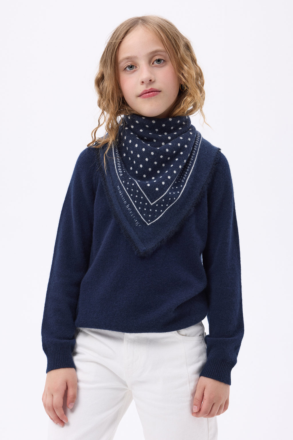 Petit Bandana Heritage Pois - Bleu Marine Blanc - Enfant
