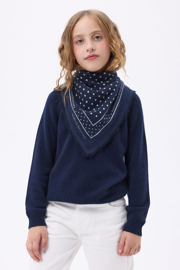 Petit Bandana Heritage Pois - Bleu Marine Blanc - Enfant
