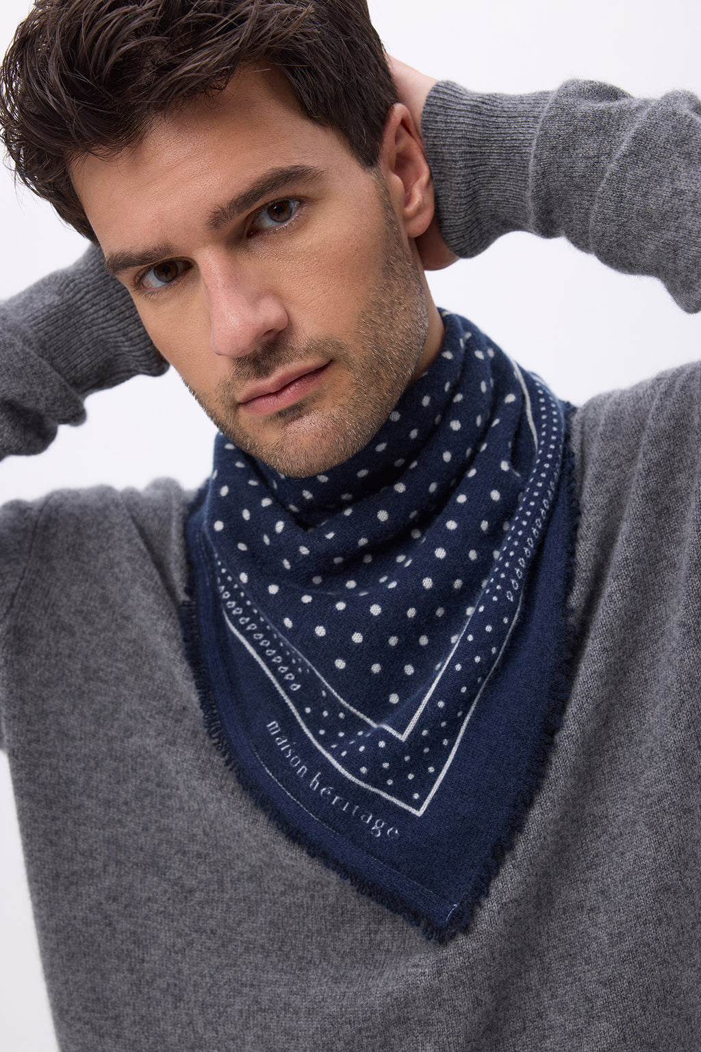 Petit Bandana Heritage Pois - Bleu Marine Blanc - Homme