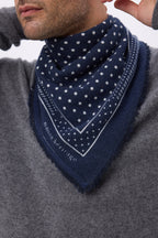 Petit Bandana Heritage Pois - Bleu Marine Blanc - Homme