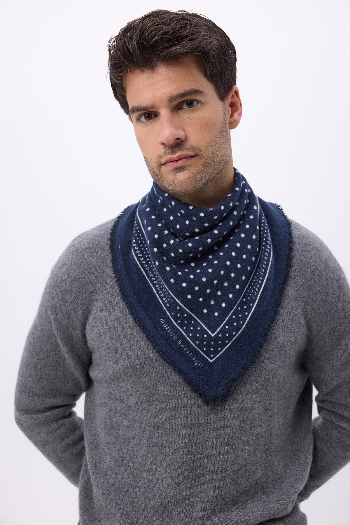 Petit Bandana Heritage Pois - Bleu Marine Blanc - Homme