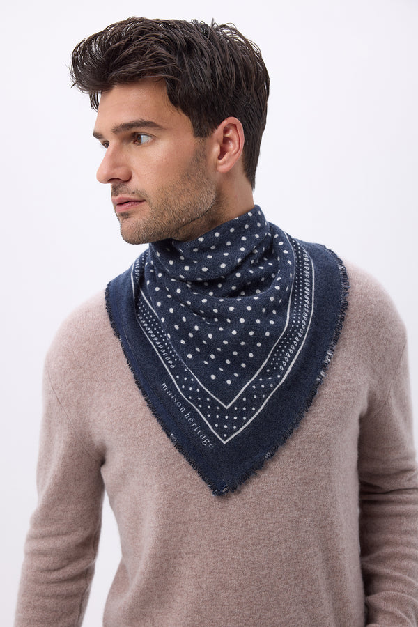 Petit Bandana Heritage Pois - Bleu Marine Blanc - Homme