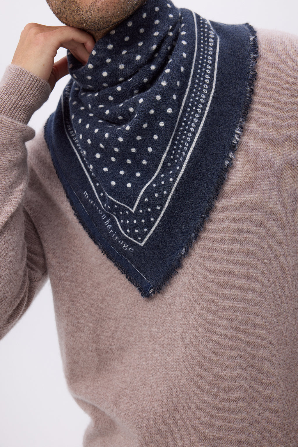 Petit Bandana Heritage Pois - Bleu Marine Blanc - Homme