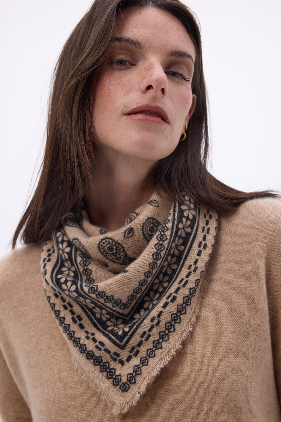 Bandana Piccolo Peppy - Beige Crema - Donna - 100% Cashmere