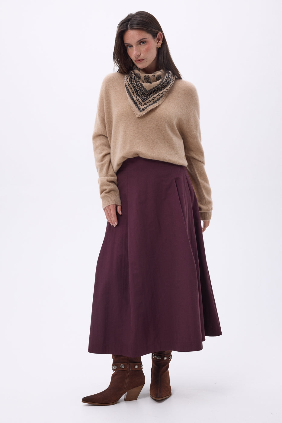 Bandana Piccolo Peppy - Beige Crema - Donna - 100% Cashmere
