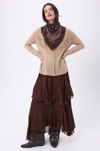 Petit Bandana Presley - Marron Blanc - Femme - 100% Cachemire