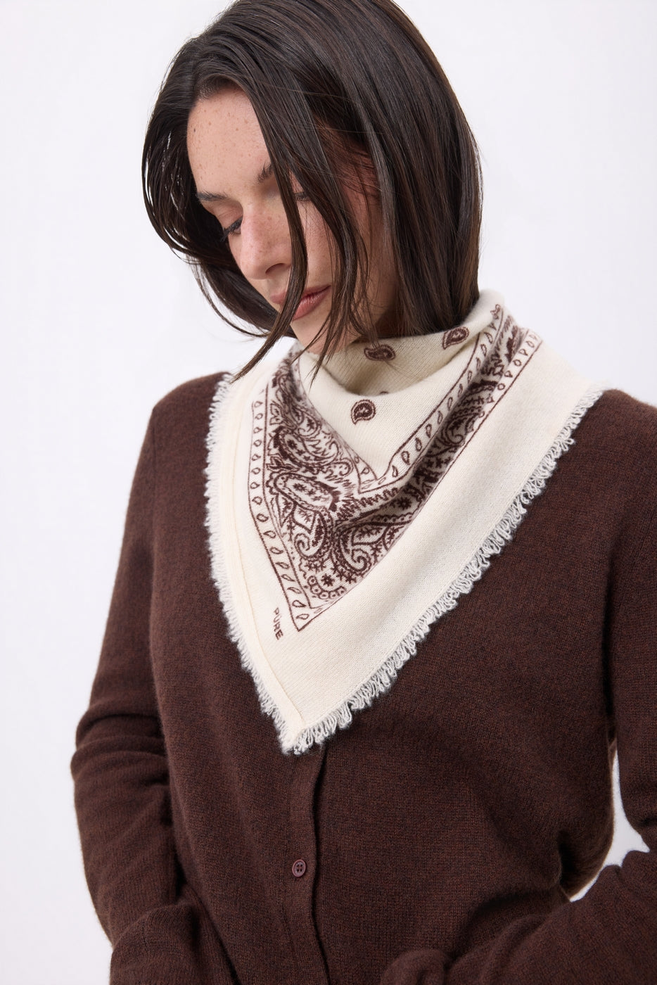 Bandana pequeño Presley - Blanco Marrón - Mujer