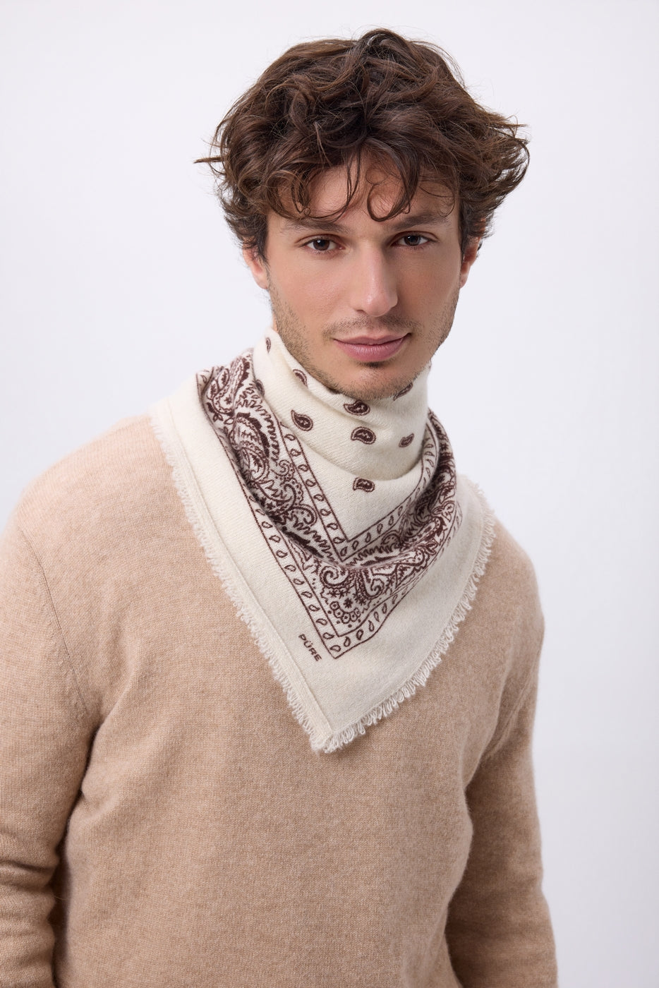 Bandana pequeño Presley - Blanco Marrón - Hombre