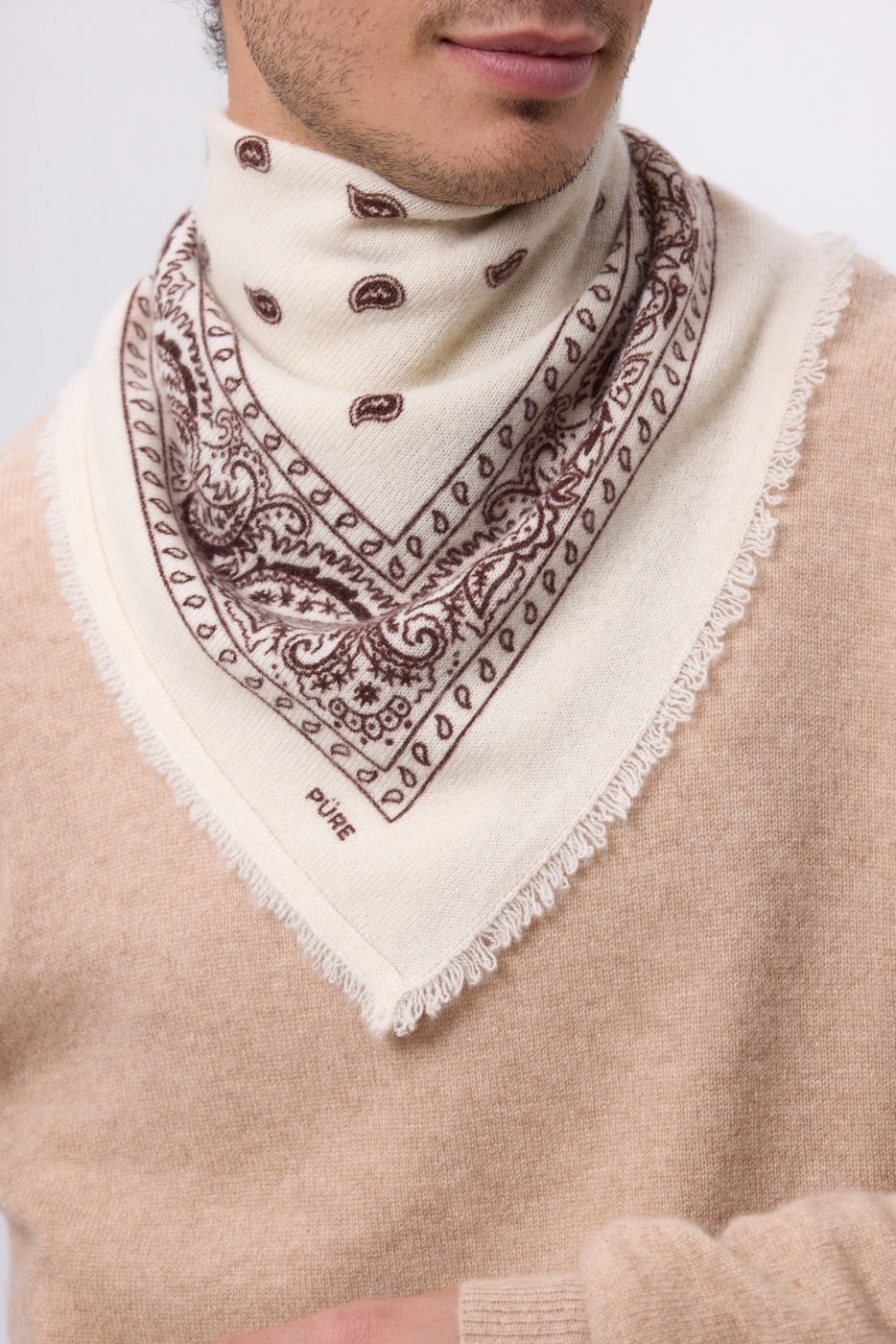 Bandana pequeño Presley - Blanco Marrón - Hombre