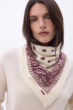 Bandana pequeño Presley - Blanco burdeos - Mujer