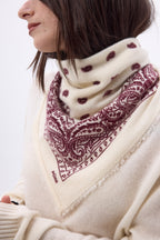 Bandana pequeño Presley - Blanco burdeos - Mujer