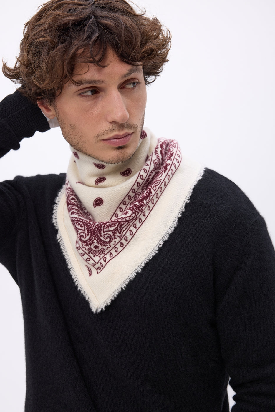 Petit Bandana Presley - Blanc Burgundy - Homme