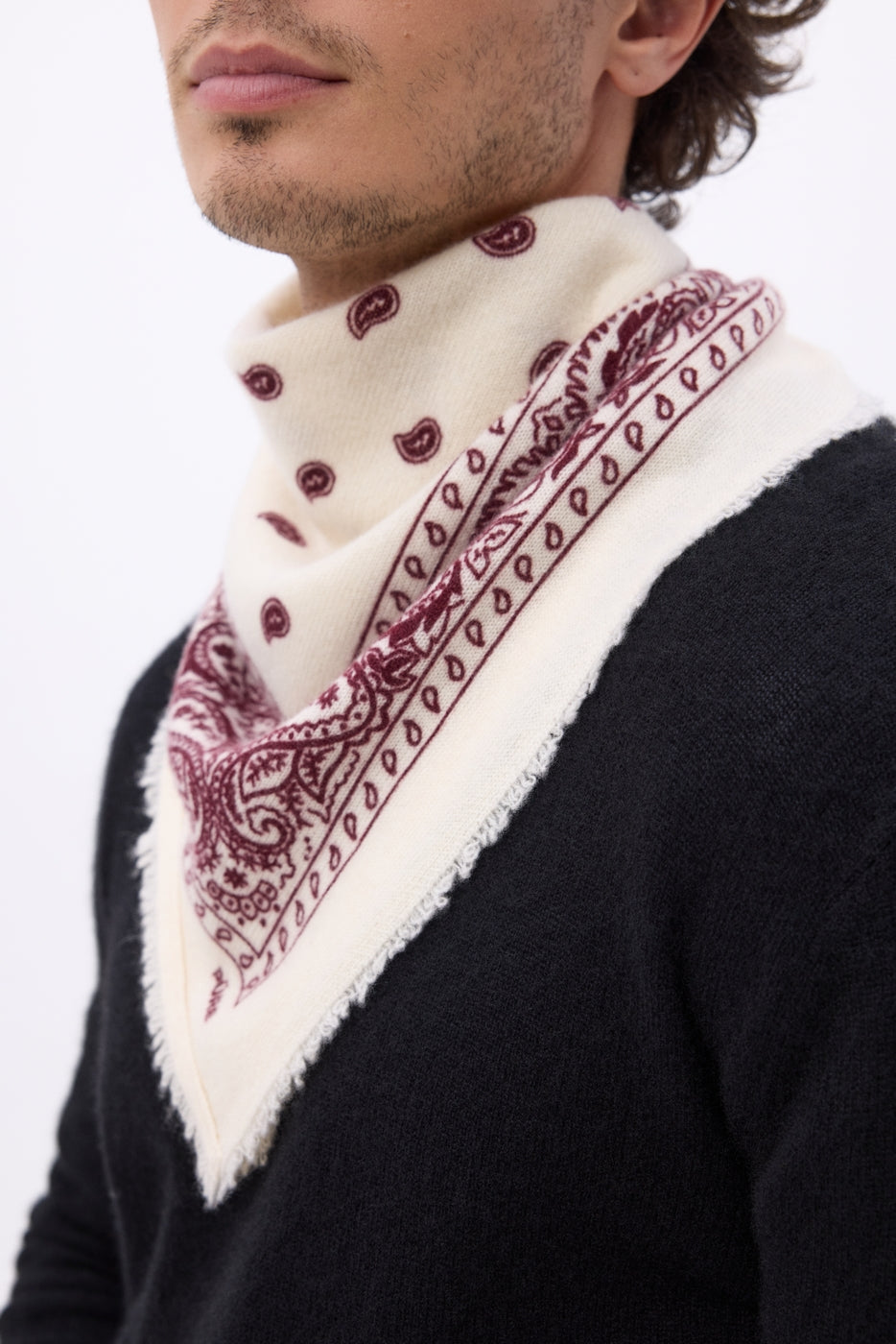 Petit Bandana Presley - Blanc Burgundy - Homme