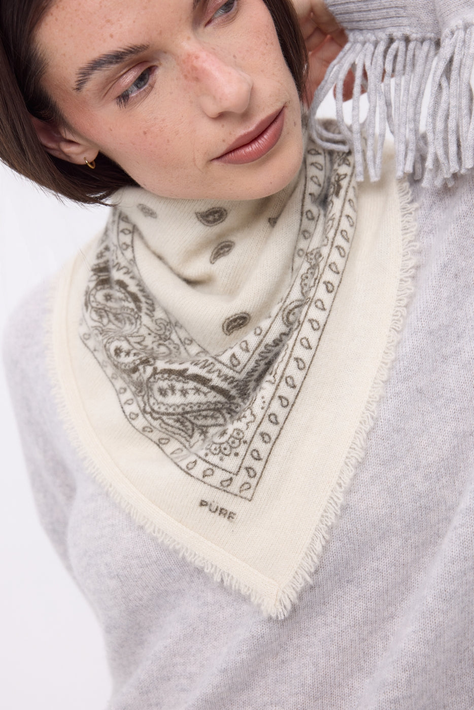 Petit Bandana Presley - Blanc Khaki Chine - Femme