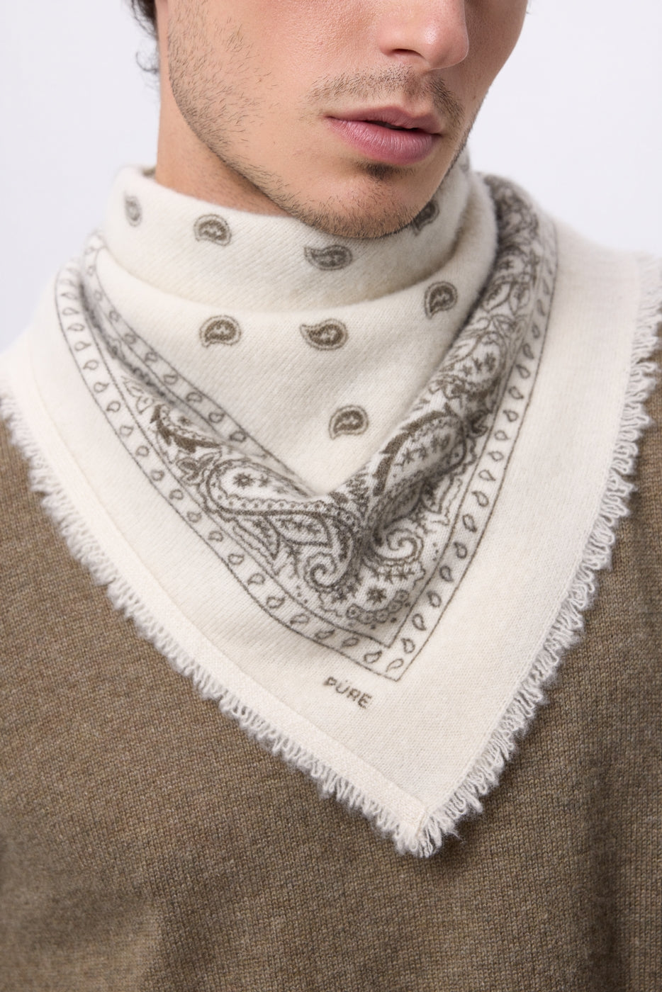 Petit Bandana Presley - Blanc Khaki Chine - Homme