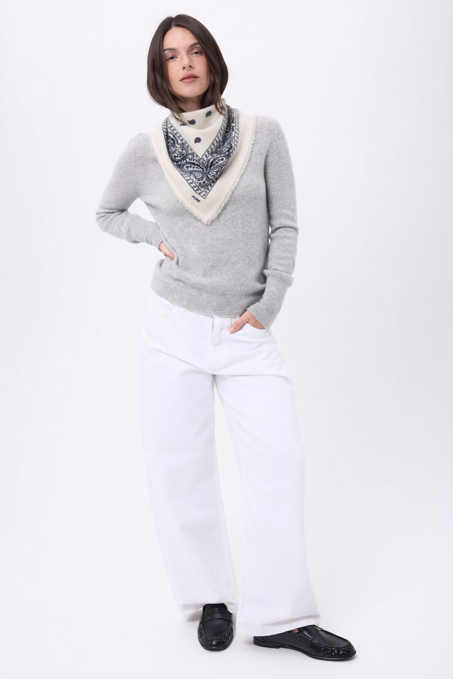 Bandana pequeño Presley - Blanco Azul Marino - Mujer