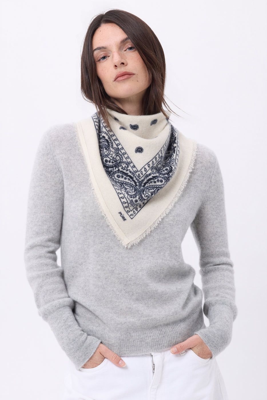 Bandana pequeño Presley - Blanco Azul Marino - Mujer