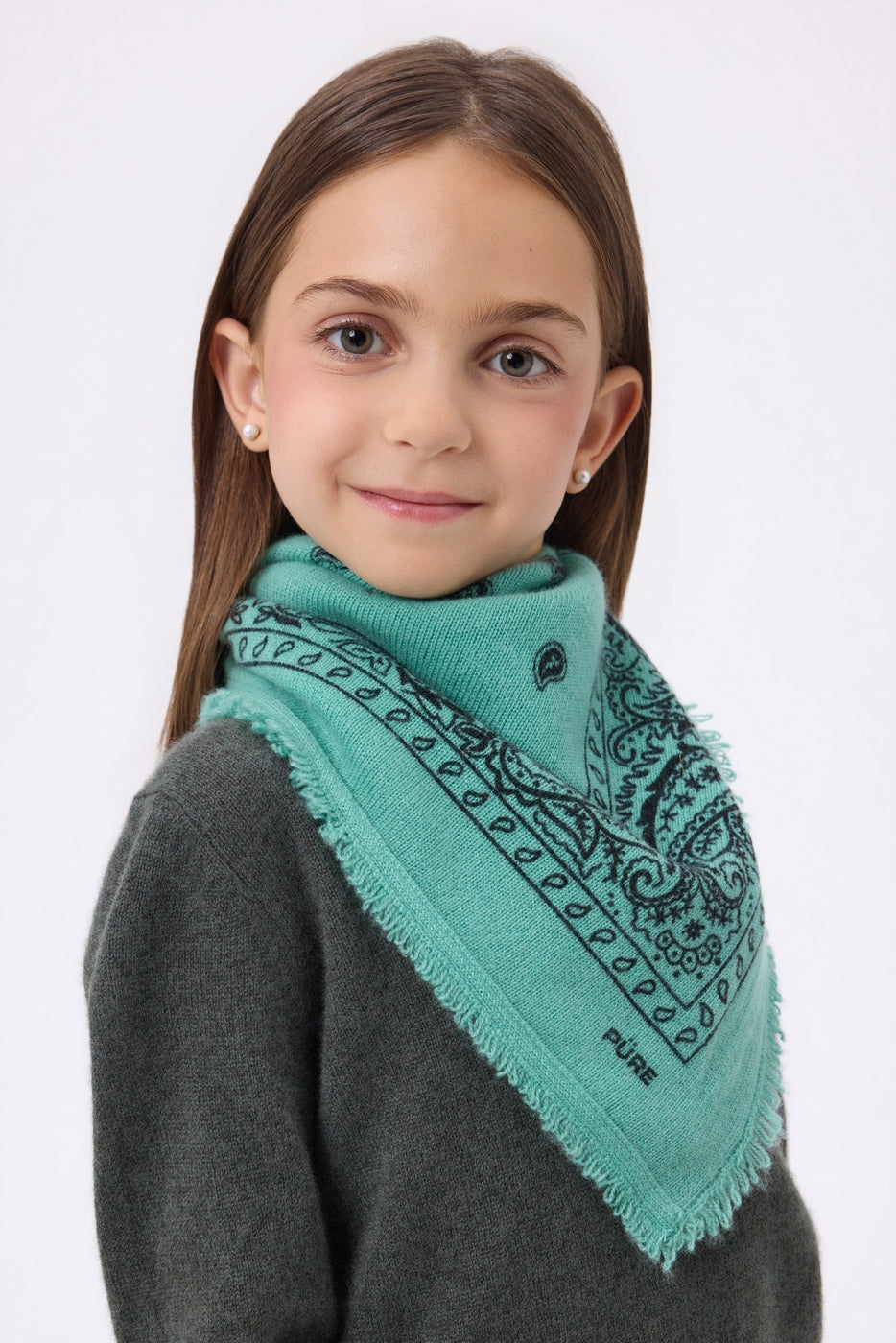 Bandana pequeño Presley - Verde pastel negro - Niño