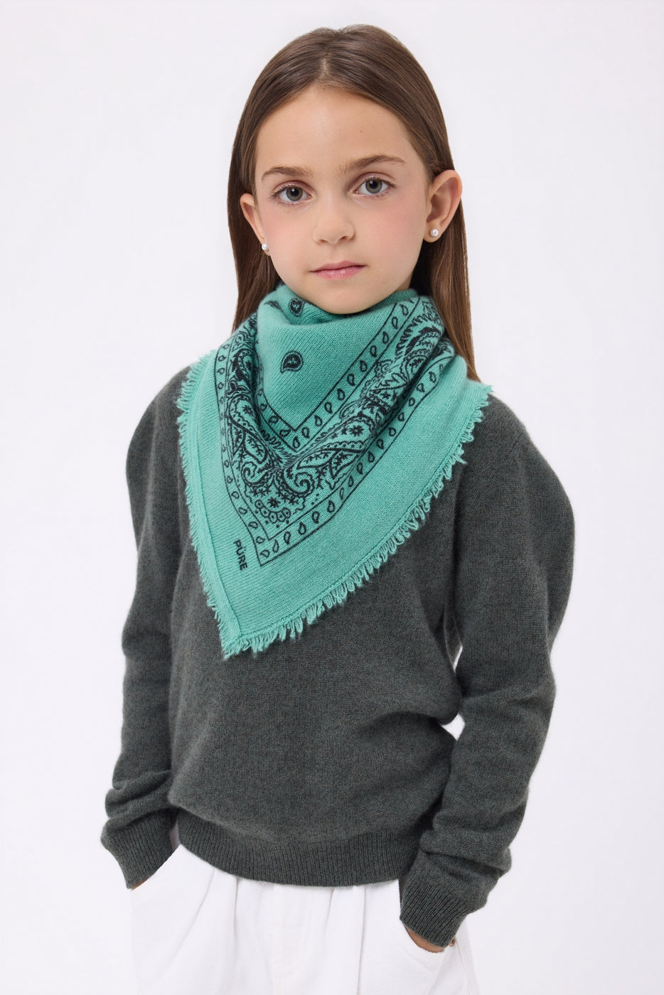 Bandana pequeño Presley - Verde pastel negro - Niño