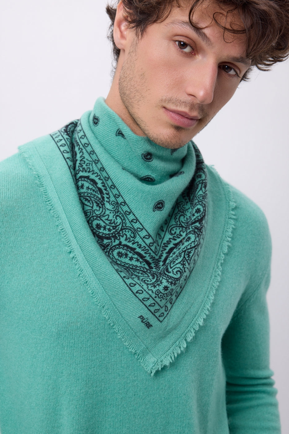 Bandana pequeño Presley - Verde pastel negro - Hombre