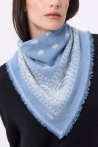 Piccola Bandana Presley - Celeste Bianco - Donna - 100% Cashmere