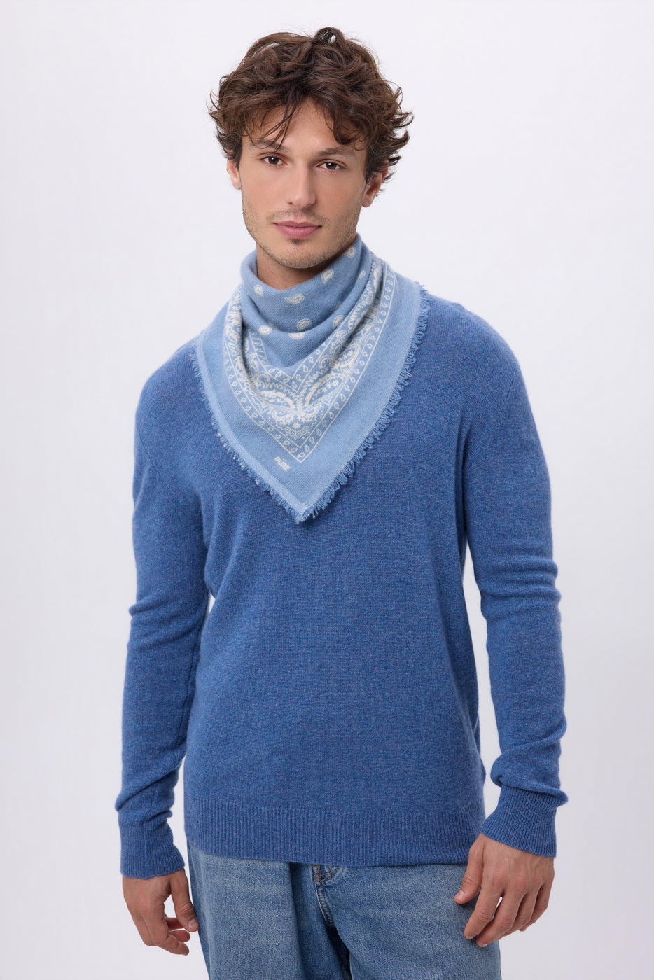 Petit Bandana Presley - Bleu Clair Blanc - Homme