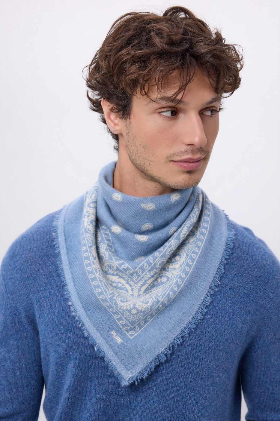 Petit Bandana Presley - Bleu Clair Blanc - Homme