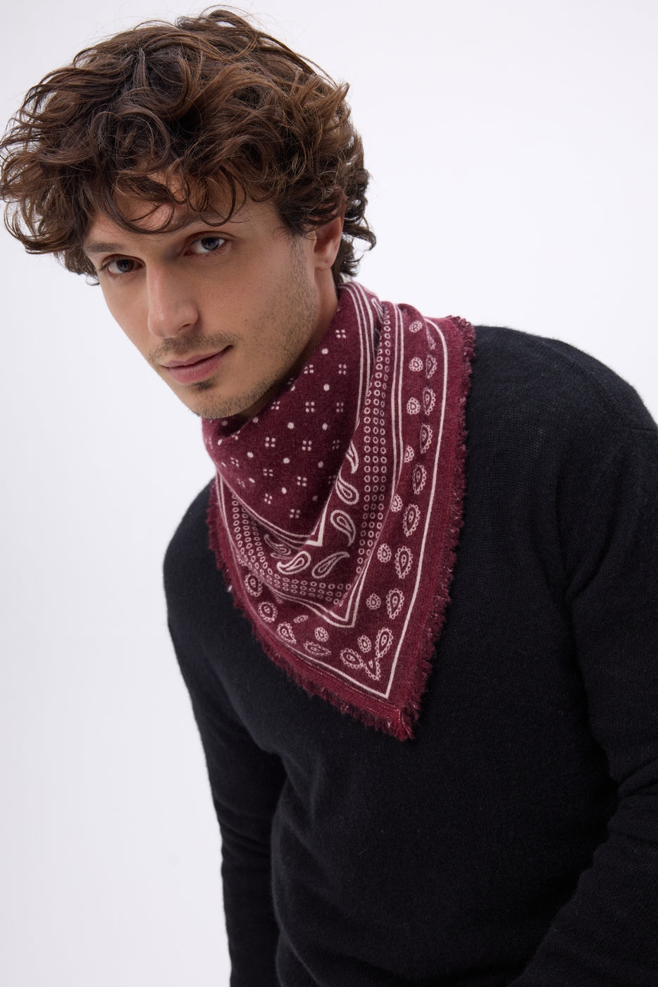 Lille bandana Quantico - Bordeaux - Herre - 100 % kashmir