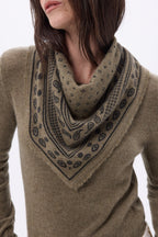Kleines Bandana Quantico - Meliertes Khaki - Damen - 100% Kaschmir