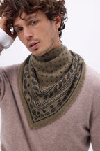 Petit Bandana Quantico - Khaki Chine - Homme - 100% Cachemire