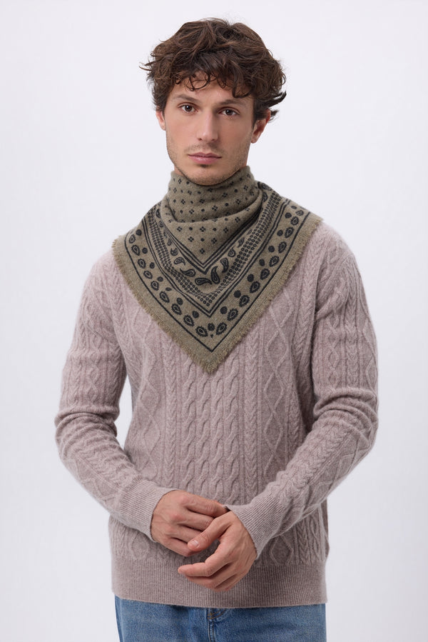 Petit Bandana Quantico - Khaki Chine - Homme - 100% Cachemire