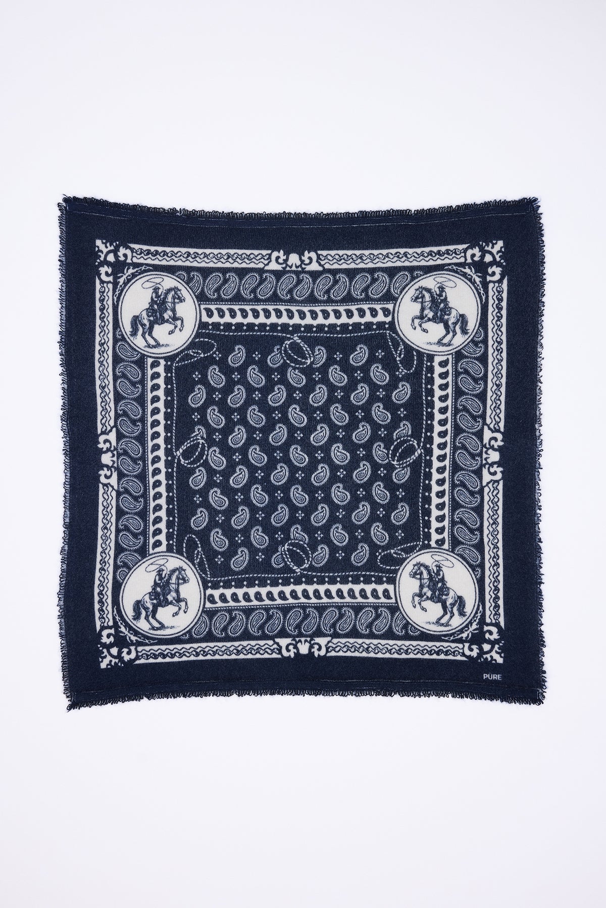 Kleine bandana Rodéo Small Rodeo - Marineblauw - Heren - 100% kasjmier