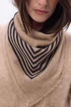 Bandana pequeño Rayas Cuadradas - Beige crema - Mujer
