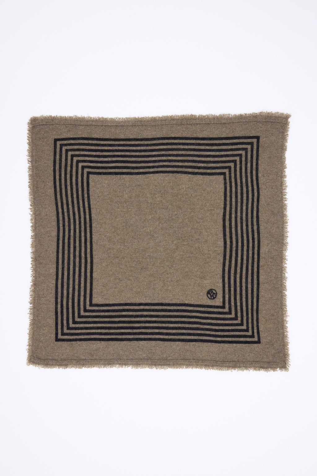 Bandana pequeño Rayas cuadradas - Caqui jaspeado negro - Mujer