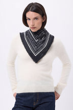 Petit Bandana Star - Noir - Femme - 100% Cachemire