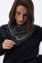 Petit Bandana Star - Noir - Femme - 100% Cachemire