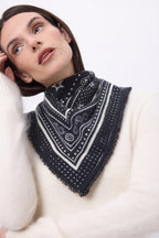 Petit Bandana Star - Noir - Femme - 100% Cachemire