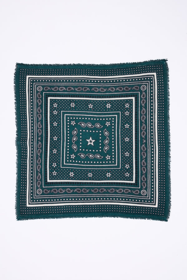 Petit Bandana Star - Vert Bouteille - Femme - 100% Cachemire
