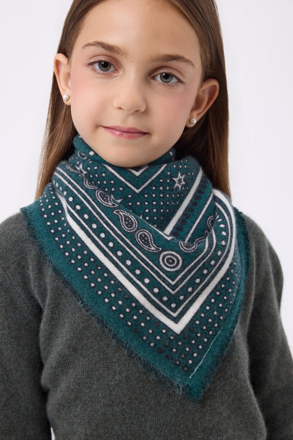 Petit Bandana Star - Vert Bouteille - Enfant - 100% Cachemire