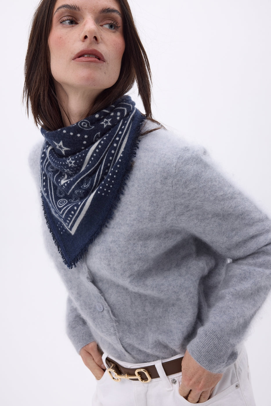 Lille Star Bandana - Marineblå - Dame - 100% Kashmir