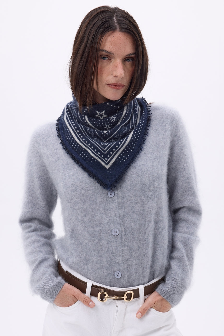 Lille Star Bandana - Marineblå - Dame - 100% Kashmir