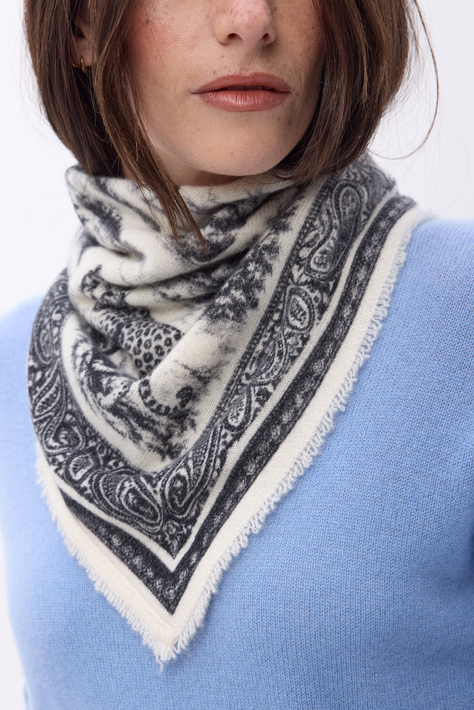 Petit Bandana Toile De Jouy - Noir - Femme